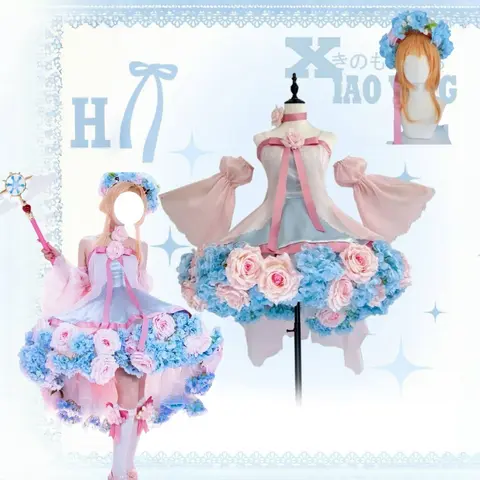 Anime KINOMOTO Cosplay SAKURA Costume Cherry Blossom Fata Principessa Abito Ghirlanda Calzini Vestito Delle Donne Halloween Gioco di ruolo Outifts