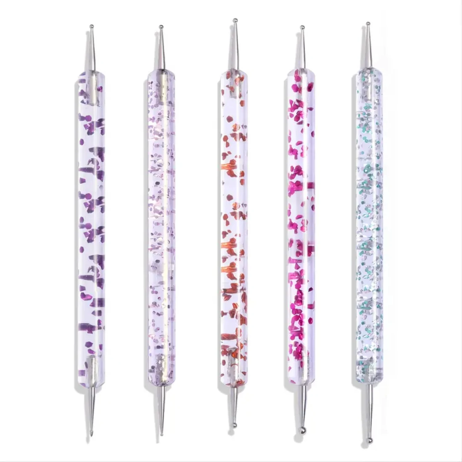 Set of 5 Professional Dual-ended Nail Art Dotting Pens for Intricate Nail Designs, Drawing, Painting, and Rhinestone Application