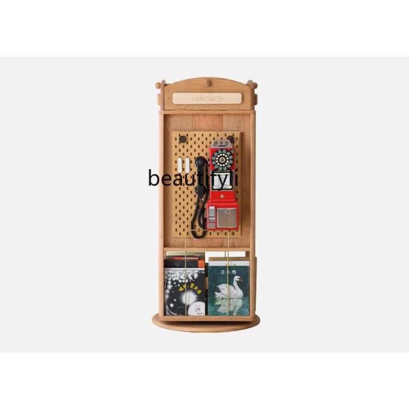 

Paddington Rotating Bookshelf 360 Degrees Solid Wood Bookcase Large Capacity Reading Area Picture Book Rack wall shelf