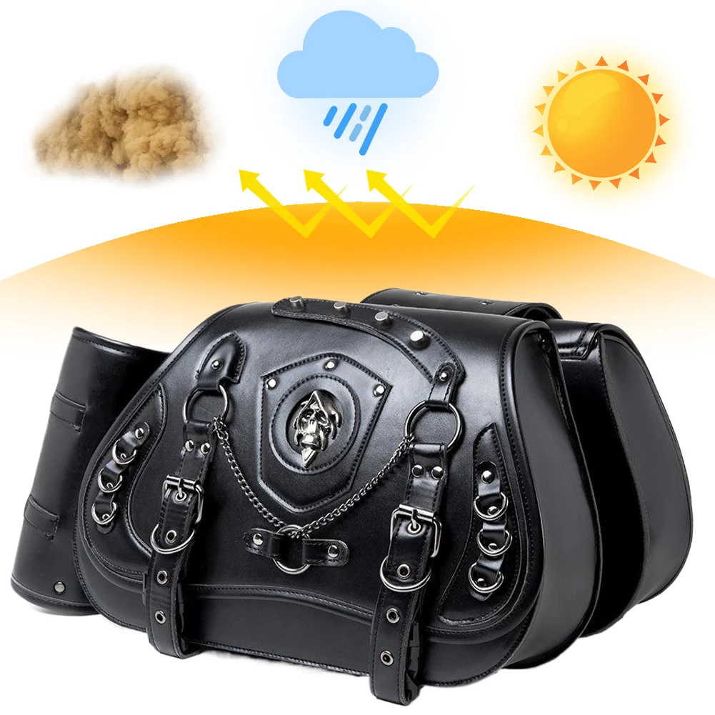 

Пара мотоциклетных седельных сумок большой вместимости в стиле панк, черные сумки с черепами для мотоциклов Harley