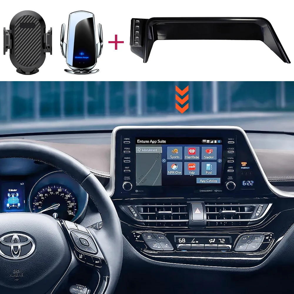 Samochodowy uchwyt na telefon do Toyoty CHR 2018 2019 2020 2021 2022 C-HR Stały uchwyt nawigacyjny Podstawa Bezprzewodowe ładowanie Akcesoria