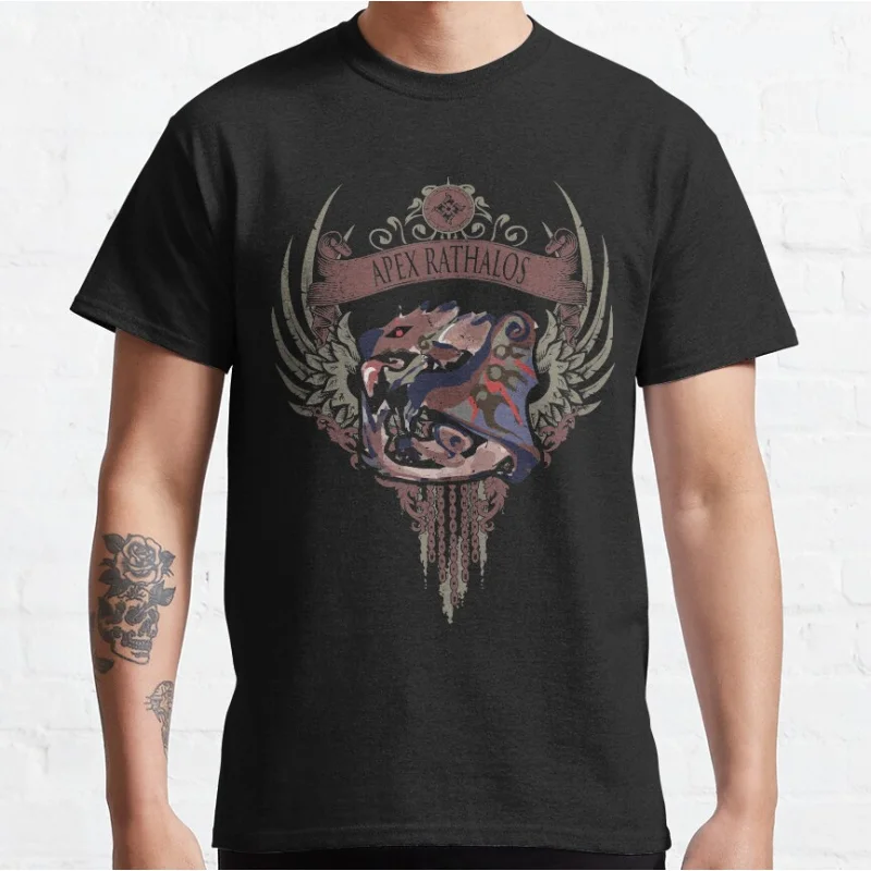 

APEX RATHALOS 0220 Monster hunter world gift t shirt for men Cartoon Video game MHW Graphic Tee Y2K Clothes All size tops S-6XL
