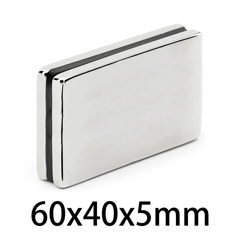 1/2/3PCS 60x40x5 Big Block Powerful Strong Magnets N35 Strip Neodymium Magnet 60x40x5mm Strong Permanent NdFeB Magnets 60*40*5