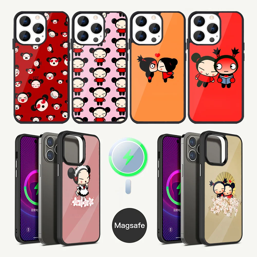 P-Pucca And Cute G-garu Phone Case For iPhone 15,14,13,12,11,Plus,Pro,Max Mini Magsafe Magnetic Wireless Charging