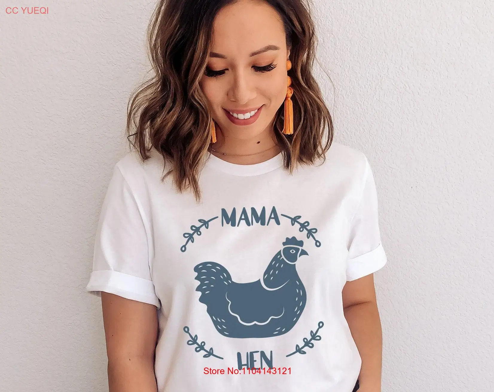 Floral Chicken T Shirt Farm Lover Mama Hen Mother funny farmer gift long or short sleeves