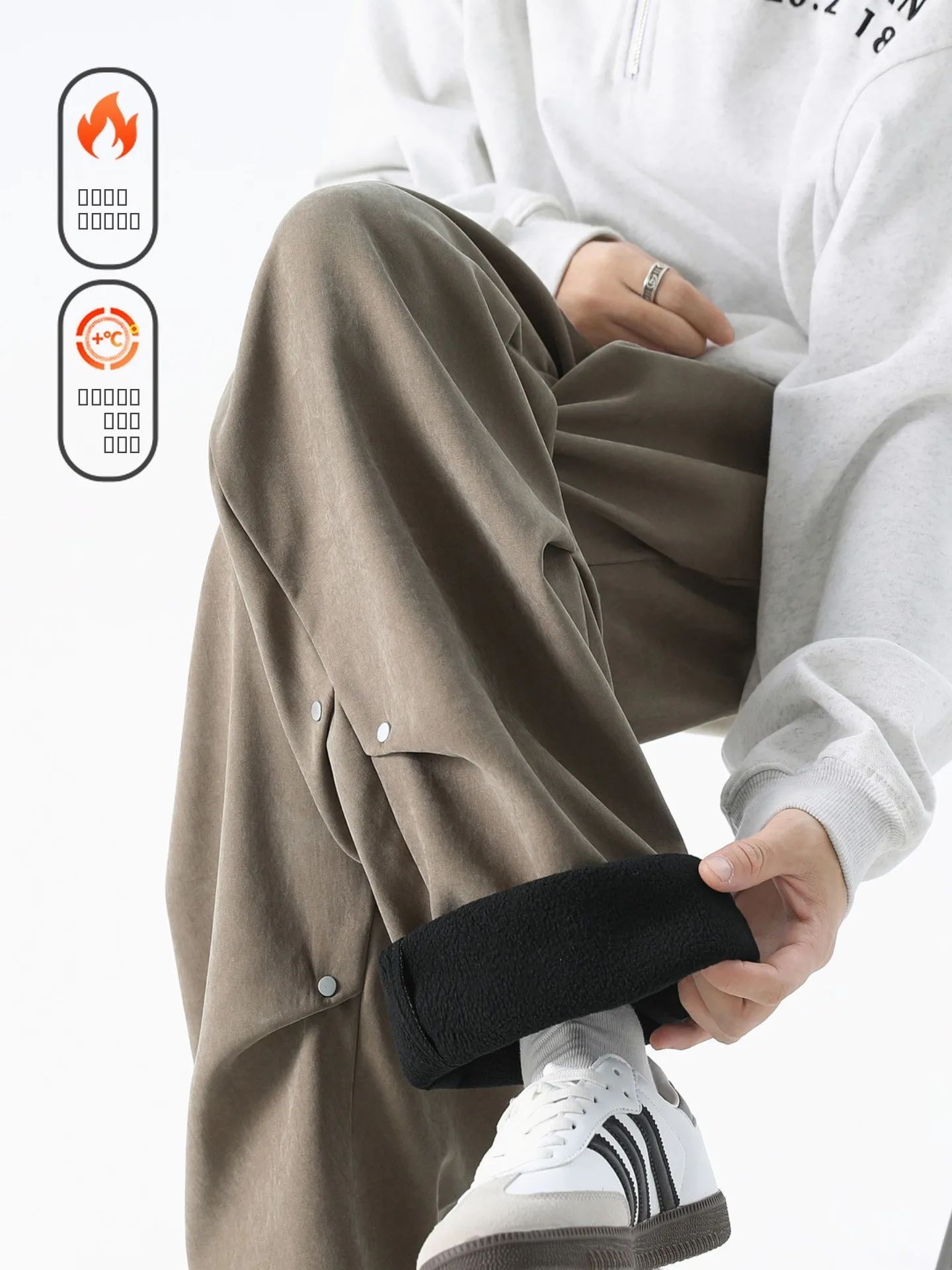 

Мужские винтажные повседневные брюки свободного кроя с прямым кроем, на подкладке, широкие, длинные, в американском стиле, от модного бренда