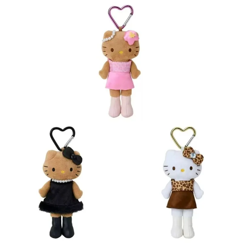 New Product Sanrio Hello Kitty Plush Keychain, Heart shaped Button, Long Leg Pendant, Plush Toy for Girls' Birthday Gift