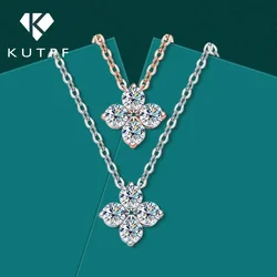 Lucky clove Moissanite Pendant Earrings S925 Sterling Silver Plated 18K Gold 0.4Cttw 4-Stone Diamond Necklace For Women Jewelry