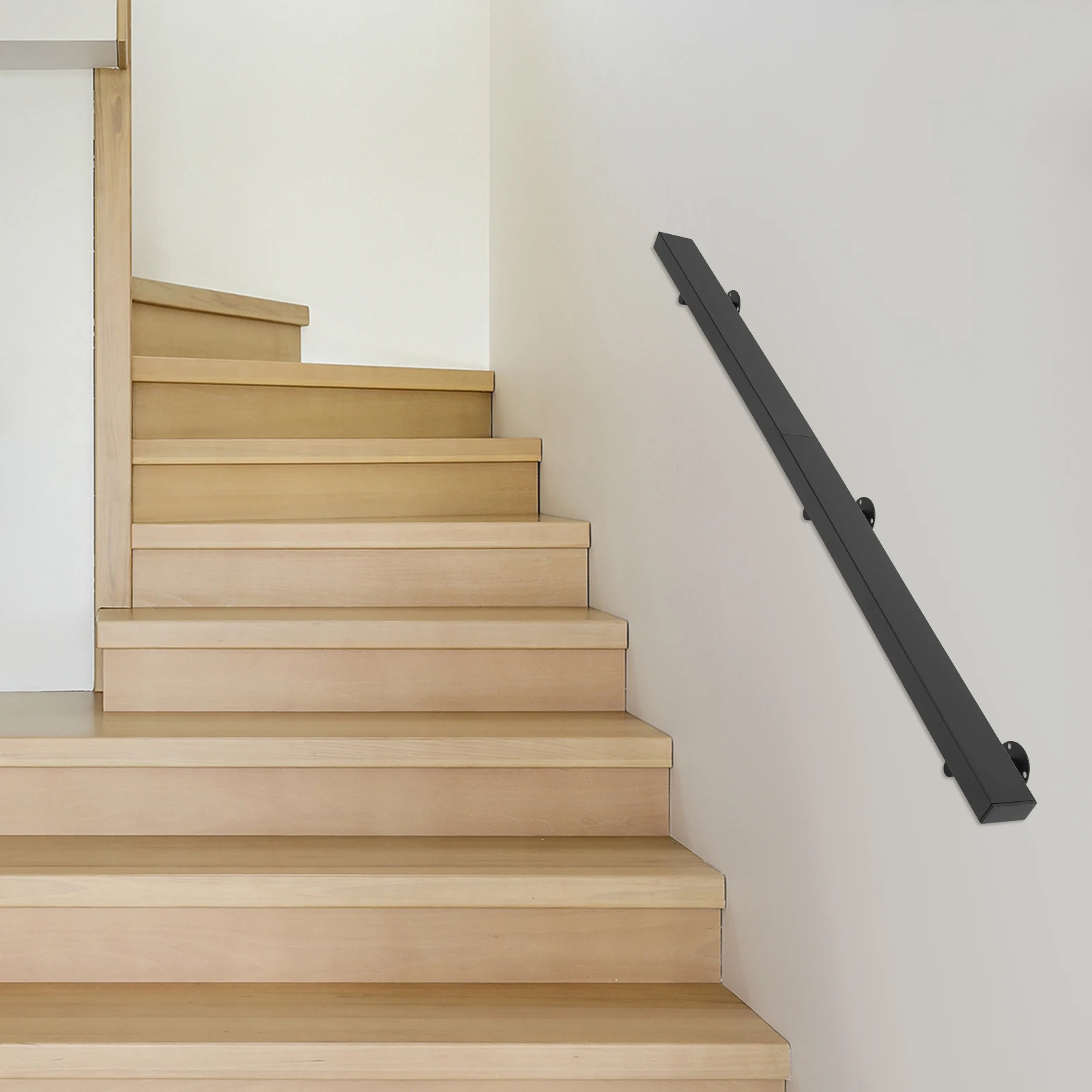 

Silver Stainless Steel 5 Feet Rectangular Stair Handrail Load 200 Pounds Wall Railing Anti-skid Guardrail