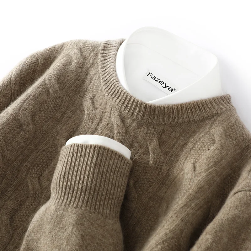 ฤดูใบไม้ร่วงและฤดูหนาวใหม่ 100% เสื้อกันหนาวผู้ชายรอบคอหรูหราแขนยาวPullover Cashmere Plusขนาดหลวมถักtop.