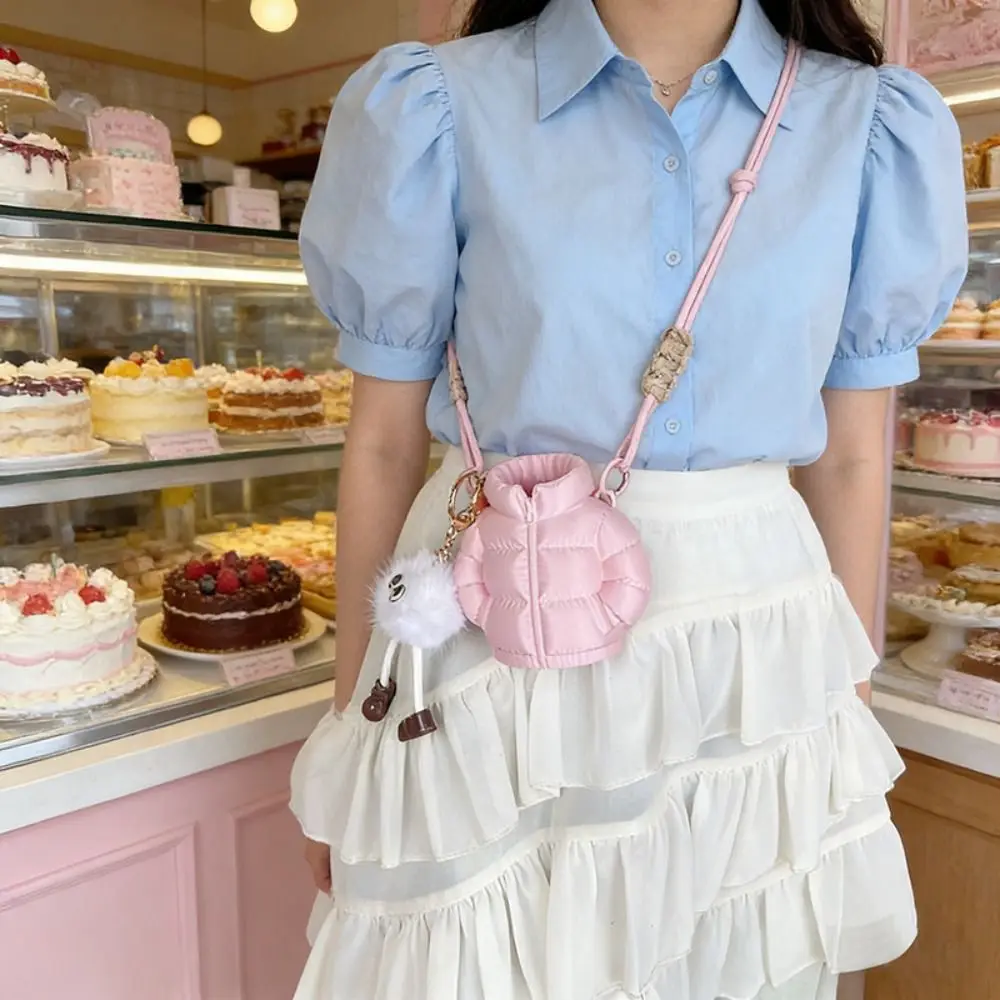 

Fashionable Y2K Down Jacket Crossbody Bag Cute Cartoon Small Messenger Bag Creative Solid Color Mini Down Purses Bag Boy