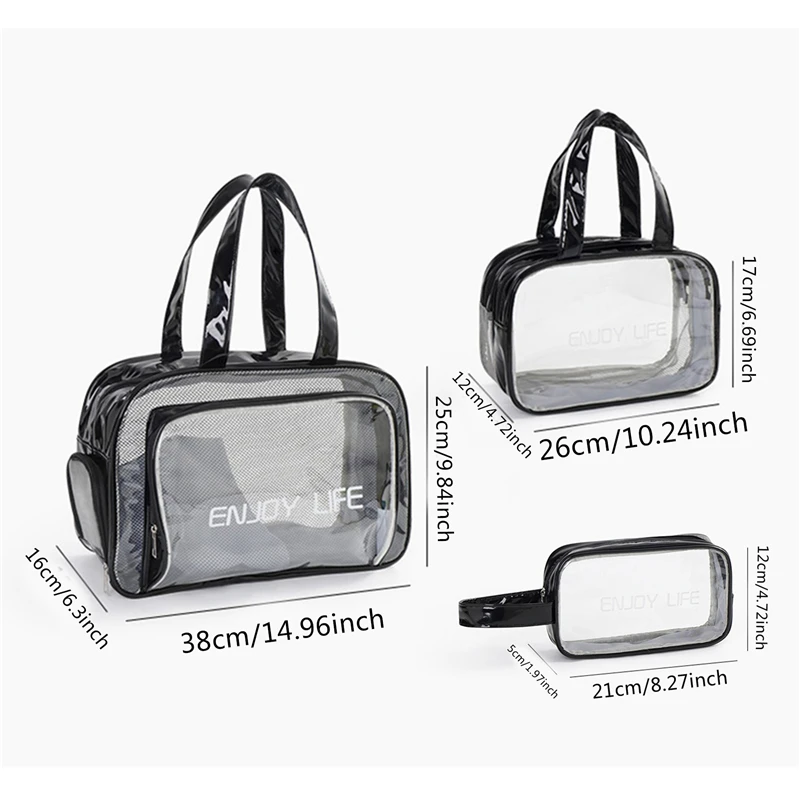 PU Waterproof Makeup Bag Portable Travel Transparent Storage Bag Large Capacity Dry Wet Separation Wash Bag Sports Special Bag