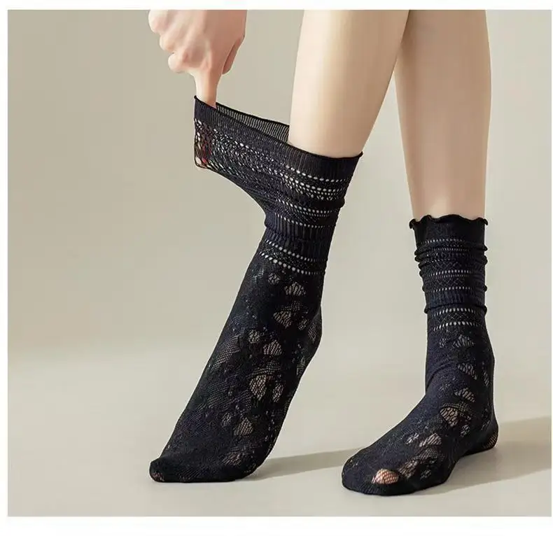 Sexy Lace Mesh Fishnet Socks Lace Toe Socks Women Summer Hollow Out Mesh Breathable Socks Net Yarn Thin Women Cool Socks 1pair