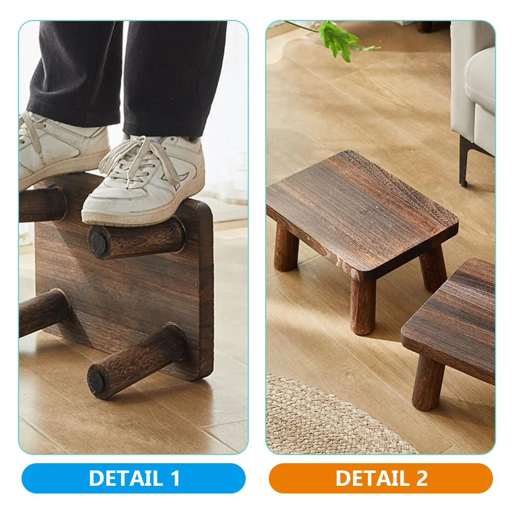 

Wooden Step Stool Rectangle Small Foot Stool for Kitchen Home Use Stable Multi Purpose High Bearing Capacity