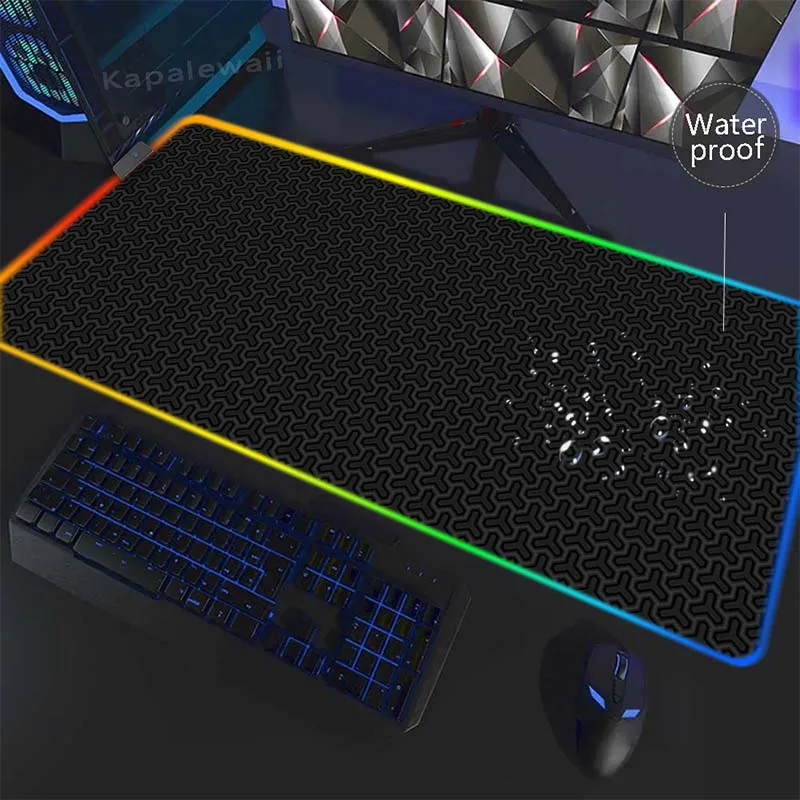 Alfombrilla de ratón impermeable con LED RGB, tapete de mesa para juegos en blanco y negro, 40x90cm, alfombrilla de ratón para ordenador portátil, alfombrilla de ratón suave de velocidad para teclado