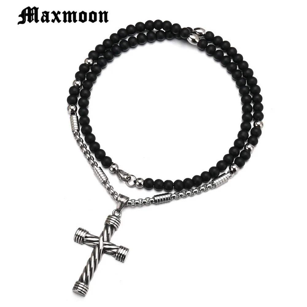 Maxmoon Cross Necklace INRI Crucifix Jesus Piece Long Chain Pendant Necklace Men Women Hip Hop Jewelry For Party Gifts