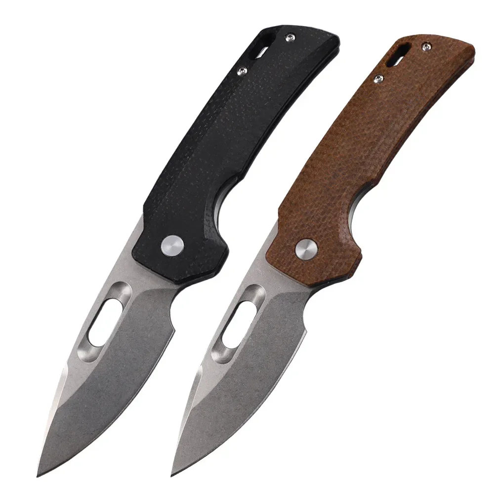 Dropship 1PCS K110 Steel Outdoor Camping Ball Bearing Folding Knife Linen Sheet Handle Utility Pocket Knife For Survival 59HRC