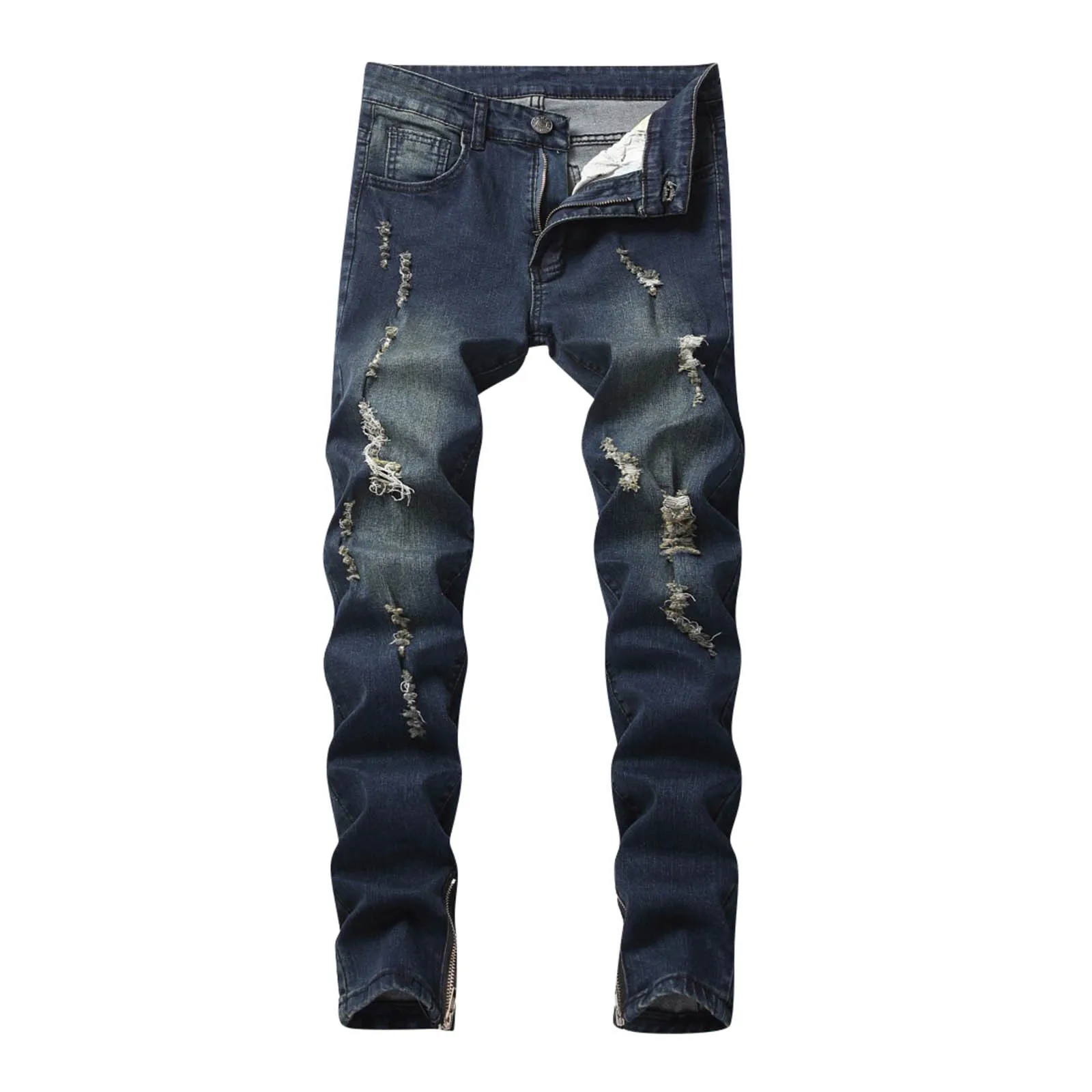 Men Casual High Street Pants Hip Hop Male Jeans Big Pocket Slim Fit Cargo Trousers Biker Jogger Sweatpants pantalones hombre