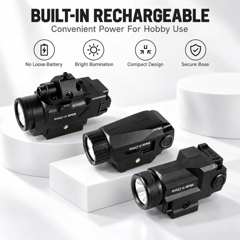 WL14 Under Rail Model Flashlight, Built-in Rechargeable Battery High Bright Hobby Lighting Accessory for 20mm Rail
