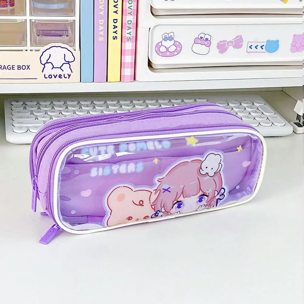 

Durable Pen Organizer PVC Pen Pouch Dirt-proof Pupil Students Pencil Stationery Holder Bag Organization