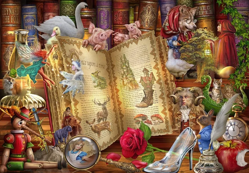 500/1000/1200/2000PCS Jigsaw Puzzle Enchanted Fairy Tale Book Pinocchio Beast Red Riding Hood Magic Items Decor Puzzle