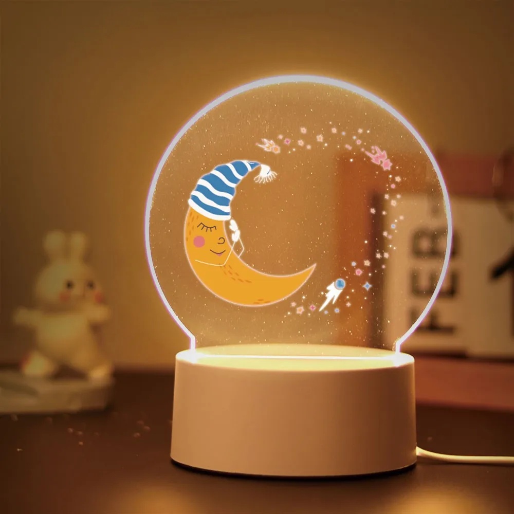 Moon Star lampu malam Visual untuk Dekor kamar anak-anak lampu akrilik gajah beruang dengan selamat malam hadiah ulang tahun anak laki-laki dan perempuan