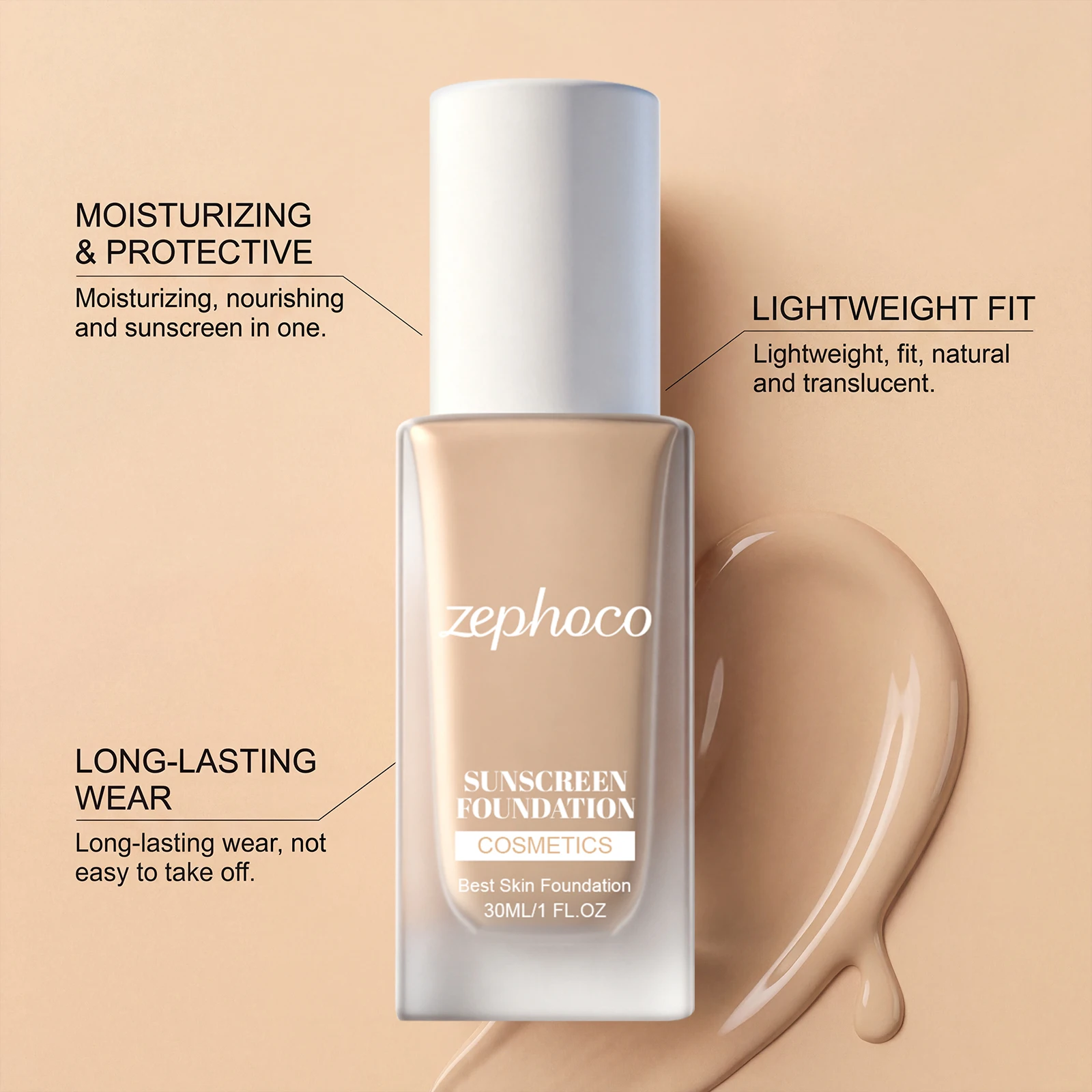 Sunscreen Foundation Cosmetics Moisturizing Nourishing Skin Resists UV Lightweight Evens Tone Multi-effect Concealers Sun Screen