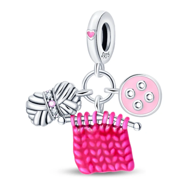 100 % 925 Sterling Silber Charm Bead Anhänger 3 mm Garn Kugel Weben Serie DIY Original Design Sensation Eleganter edler Schmuck