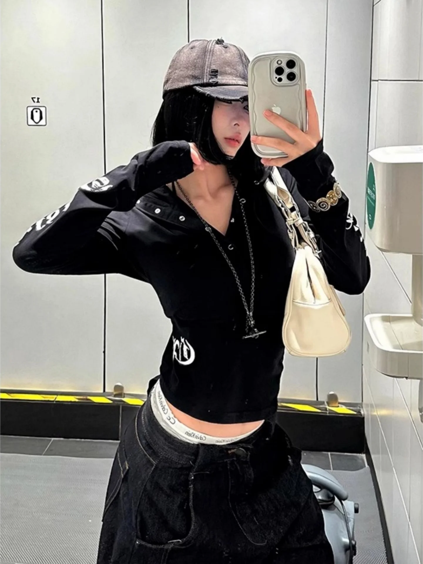 تي شيرت نسائي بغطاء للرأس من American Sle Long Sve للحماية من الأشعة فوق البنفسجية بقصة ضيقة ومتعدد الاستخدامات وطباعة كاجوال من نسيج البوليستر ملابس صيفية #5