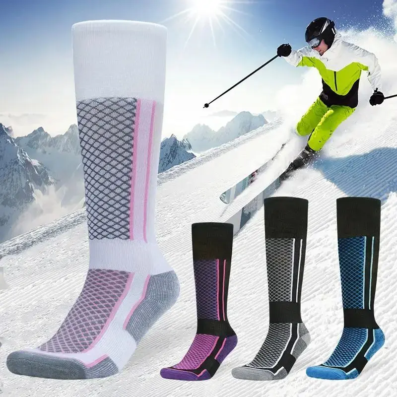 1 Pair Winter Warm Thickening Ski Stockings Hiking Socks For Women Men Children Anti-Cold Skiing Outdoor High Sports Stockings