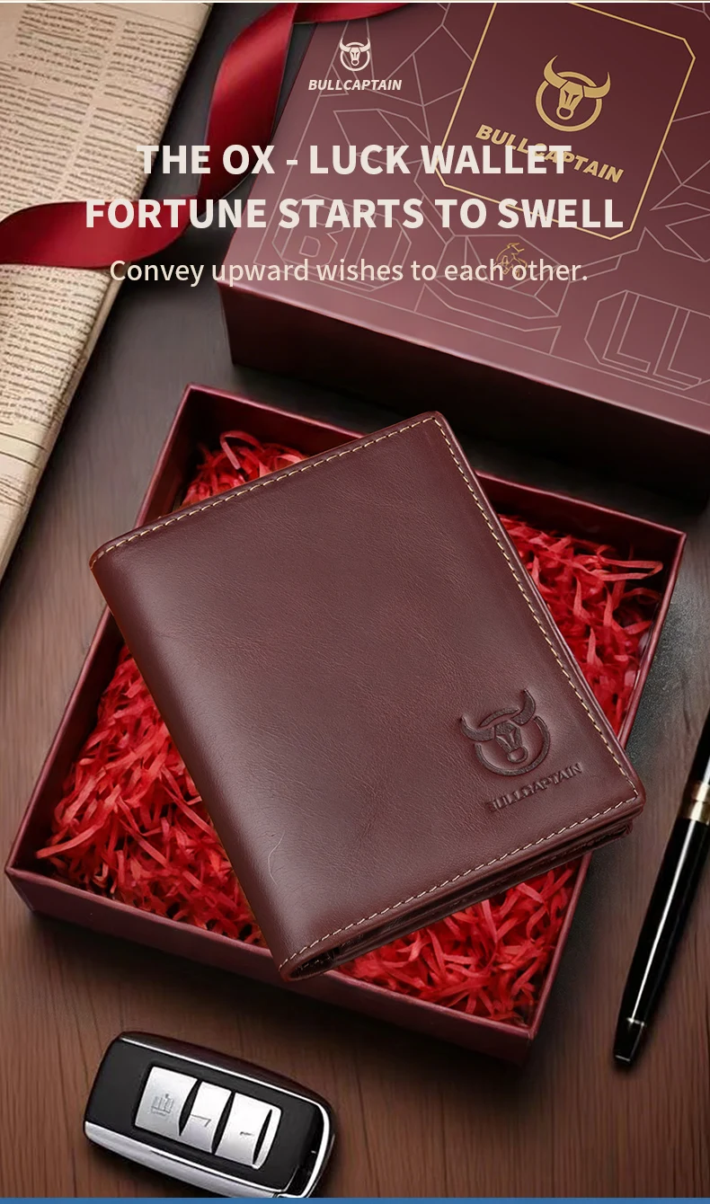 BULLCAPTAIN Bifold-Geldbörse aus echtem Leder mit großem Fassungsvermögen, Kreditkartenetui für Herren mit 15 Kartenfächern, RFID-Geldbörse – Detail 4