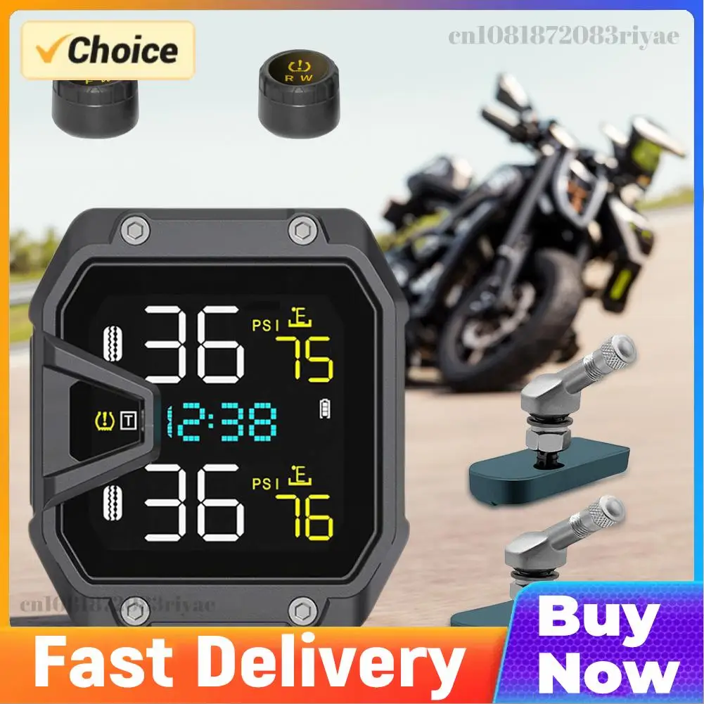 

Waterproof Motorcycle TPMS Tire Pressure Monitoring System with 2 Sensors Motorcycle Tire Pressure Monitoring Alarm Accessories