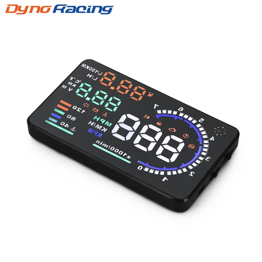 A8 OBD2 HUD Car Head Up Display LED Windshield Projector Speedometer MPH KM/H RPM Meter Water Temp Speed Voltage Alarm Fuel Icon