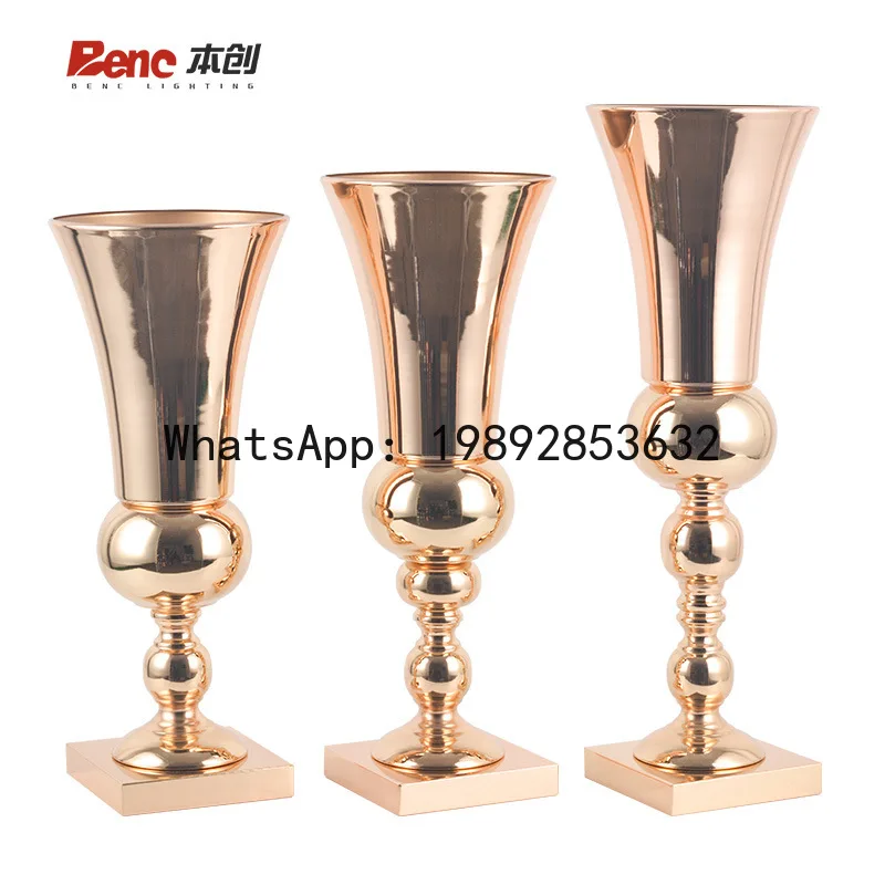 

PYJ metal vase wedding main table props electroplated wrought iron gold dried flower decorative ornament --2 pcs