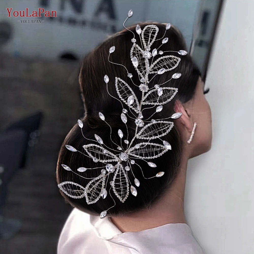 

YouLaPan Braided Leaves Rhinestone Headband Fashion Bridal Wedding Headdresses Exquisite Girls Hair Jewelry Pageant Crown HP492