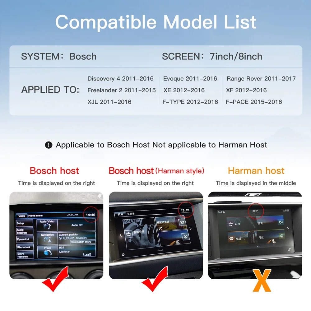 Carplay sans fil modulaire Android Auto, décodeur en miroir, Land Rover, Bosch Discovery4, Evoque Freelander 2, XF, XJL, recrutement