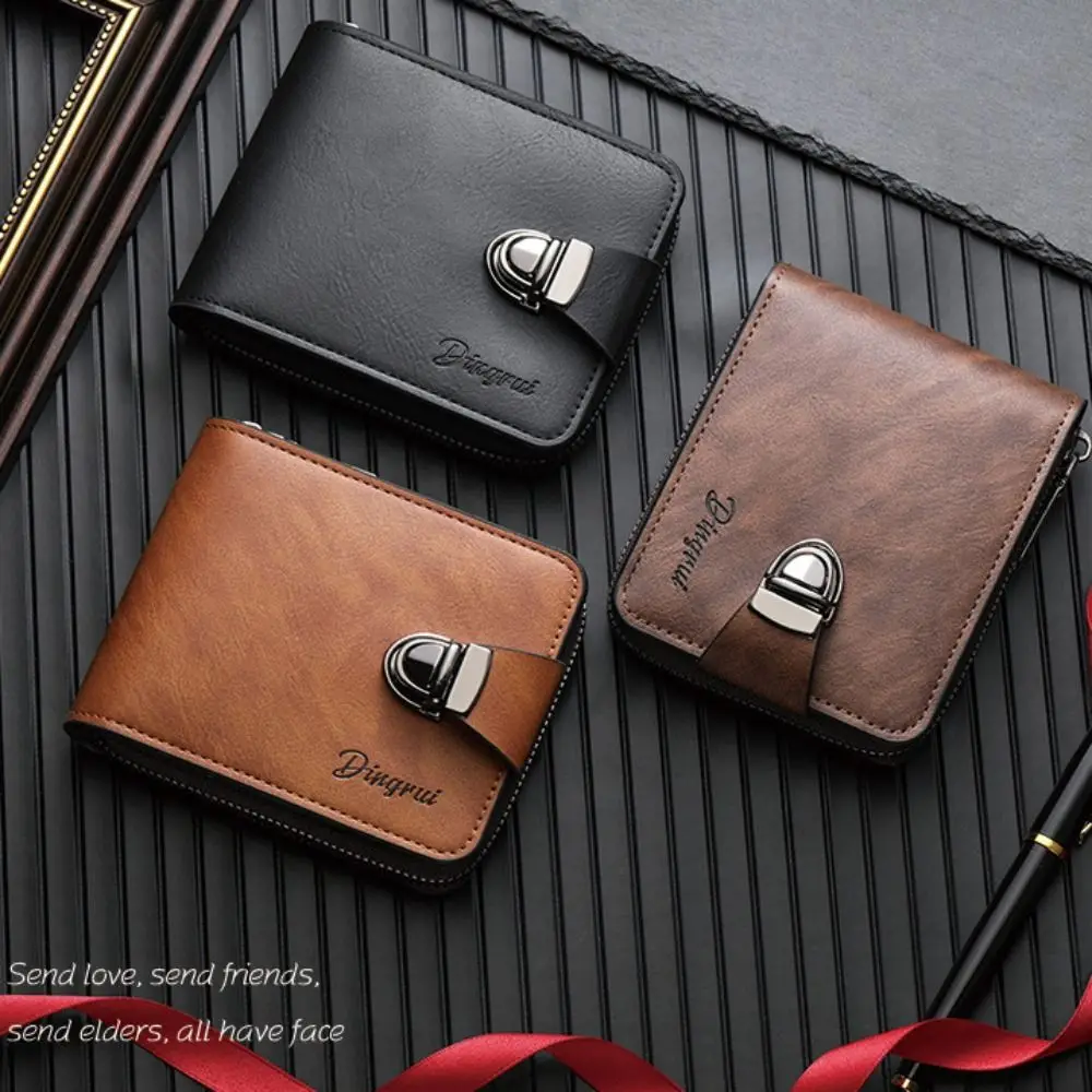 

New Men's Premium Sense Short Frosted Leather Wallet Multi-Slot Coin Pocket Photo Holder Small Men's Wallet High Quality