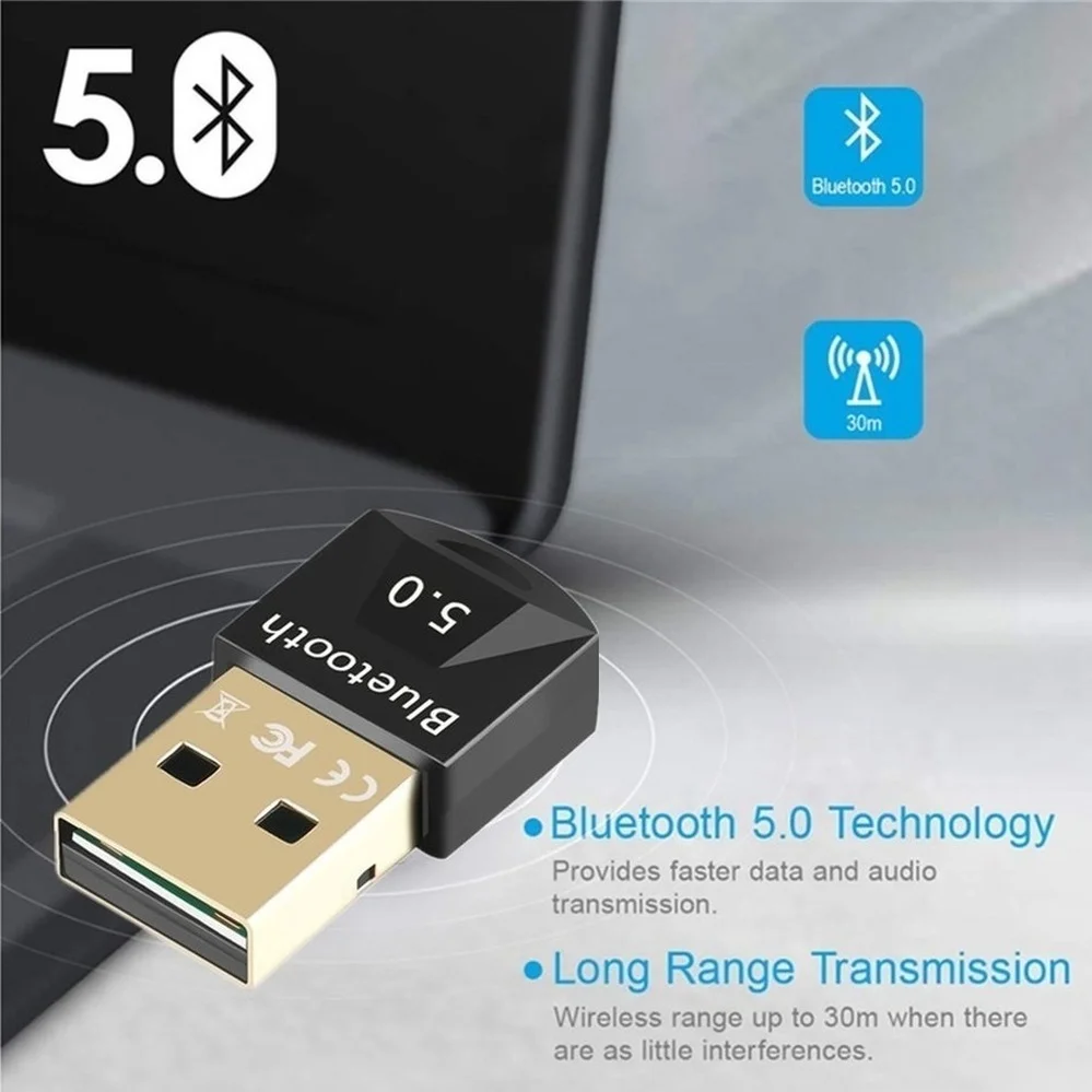 PzzPss-Adaptador Bluetooth 5.0 USB, Dongle para PC, Computador, Mouse sem fio, Teclado, PS4 Aux Audio, Transmissor Receptor