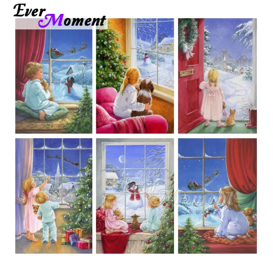 

Ever Moment Набор алмазной живописи для мальчиков и девочек Зимняя рождественская елка 5D DIY Набор из бисера ручной работы Вышивка Полный квадратный подарок ASF2270