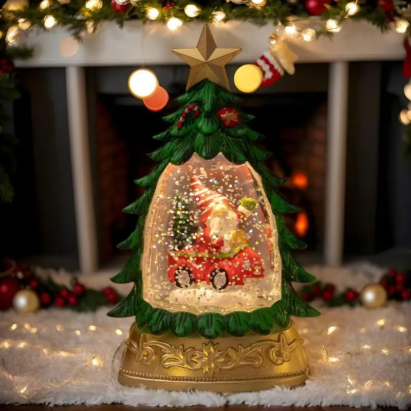 

Christmas Tree night light Snow Globe Water Lantern Santa Claus Glitter Decorations lamp Battery power Desktop Decoration Gift