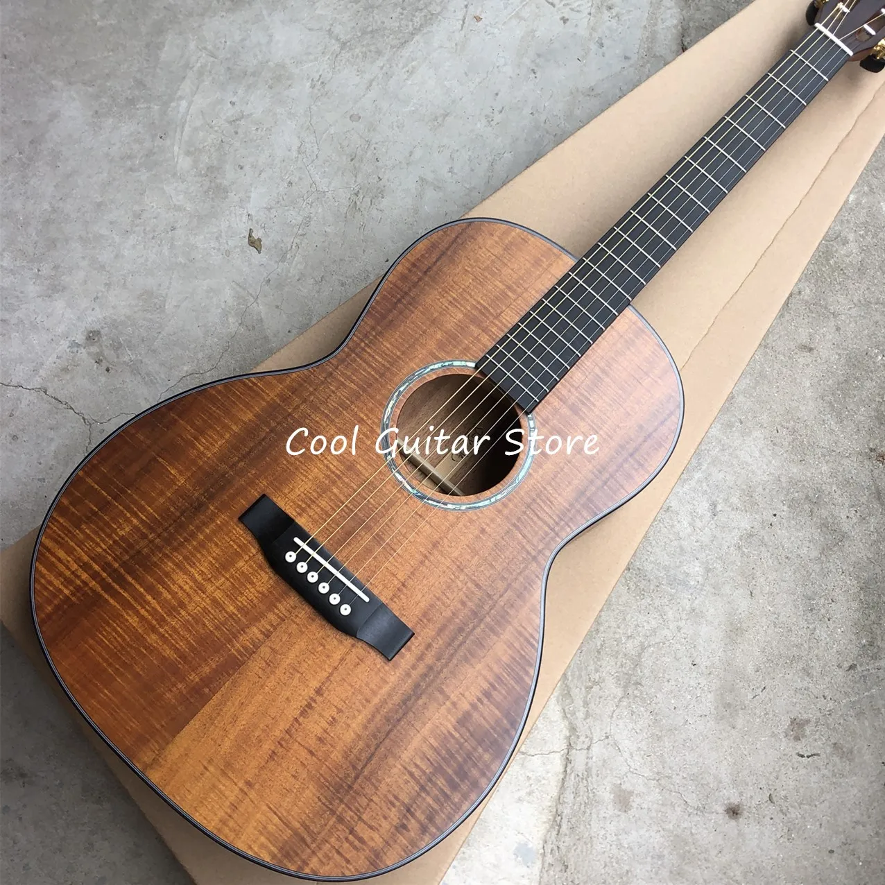 Custom Guitar,39 Inches All Koa Wood Acoustic Guitarr,Matt Finish Body,Classical Headstock,Ebony Fingerboard