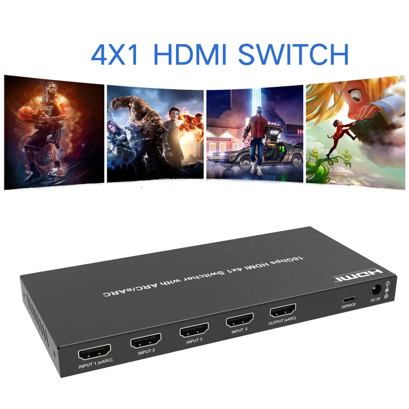 Adaptador divisor compatível com HDMI, extensão LAN, controlador síncrono, plug and play, compatível, ARC e ARC, controlador