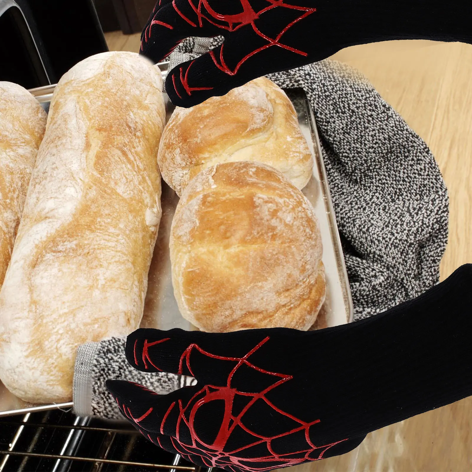 

1Pcs Fireproof Heat Resistant Glove Red Oven Microwave Bbq Barbecue Cooking Protective Gloves Heat Resistant Glove