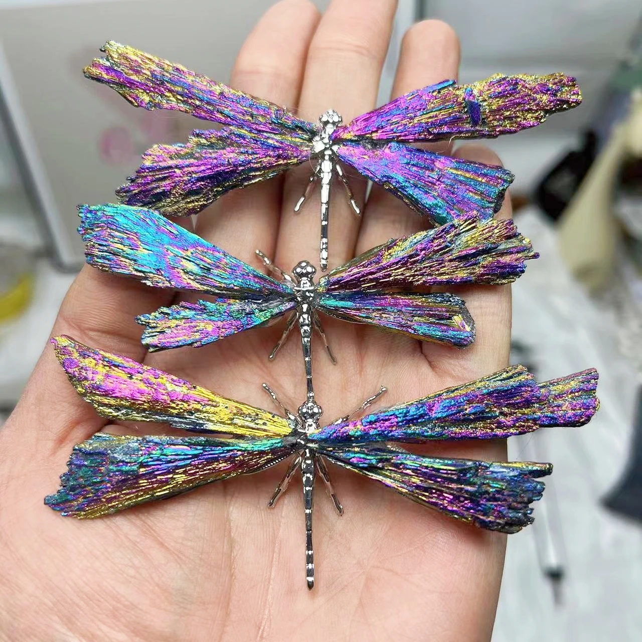 Natural Boutique Colorful tourmaline Electroplanted Dragonfly spar crafts Handmade Reiki Healing Home Home Garden Decor Gift