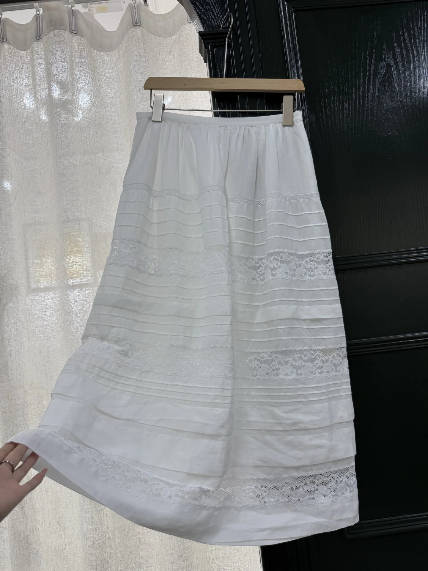 Women Lace Patchwork High Waist A-Line Elegant Skirt