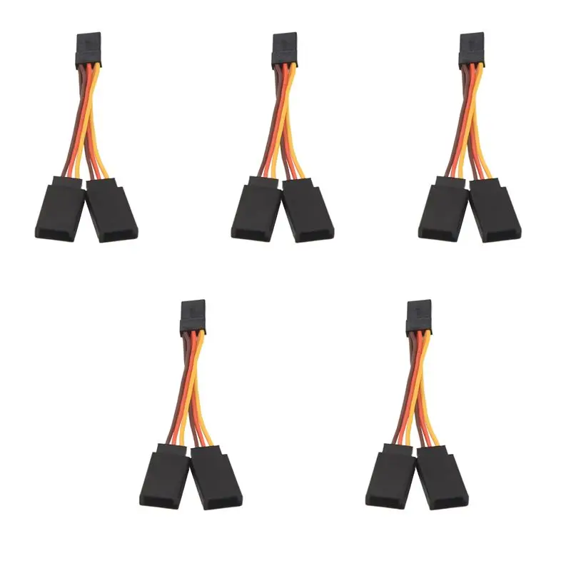B05C-5 Pcs JR/Futaba Style Servo 1 To 2 Y Harness Leads Splitter Cable Male To Female Extension Lead Wire For RC Models 7Cm