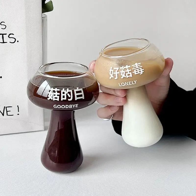 Creative and Personalized Design, Good Mushroom Poison Glass Cup, Funny Ice American Latte Coffee Juice Cup