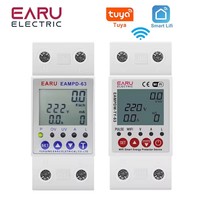 TUYA APP WiFi Smart Breaker Circuit 2P 63A Earth Leakage Over Under Voltage Protector Adjustable Current Relay Switch kWh Meter