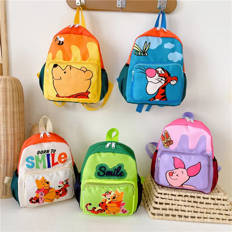 Disney winnie the pooh bonito saco de escola das crianças tigre dos desenhos animados impressão fresco simples leve mochila grande capacidade