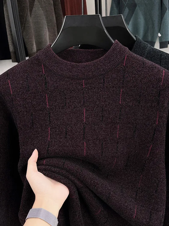 

Men's round Ne Fce Lined Thi Warm Knitwear Long Sve Autumn Winter New Sle Dad Clothes Soft Polyester Blend Faio...
